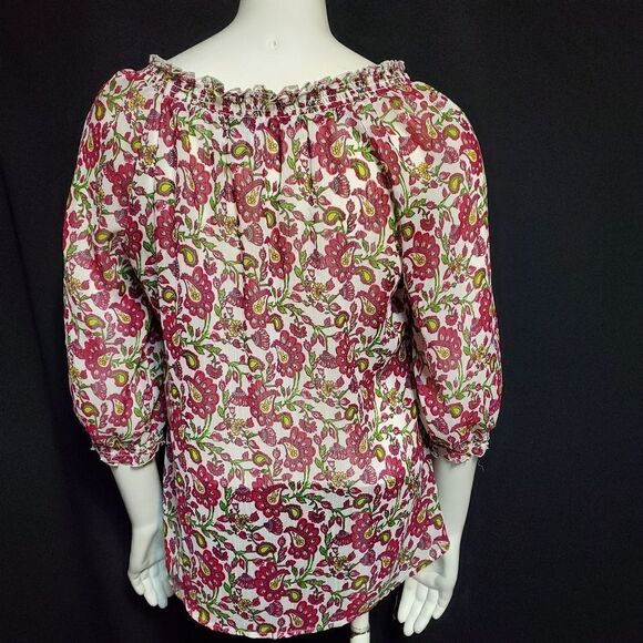 Old Navy Pink, Green, & White Sheer Top (S) - Picture 4 of 5